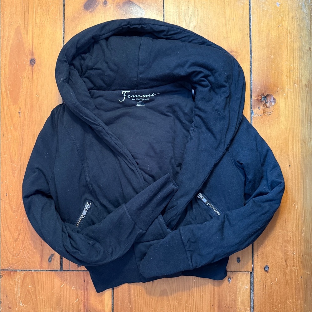 DKNY Soft Black Cropped Hoodie